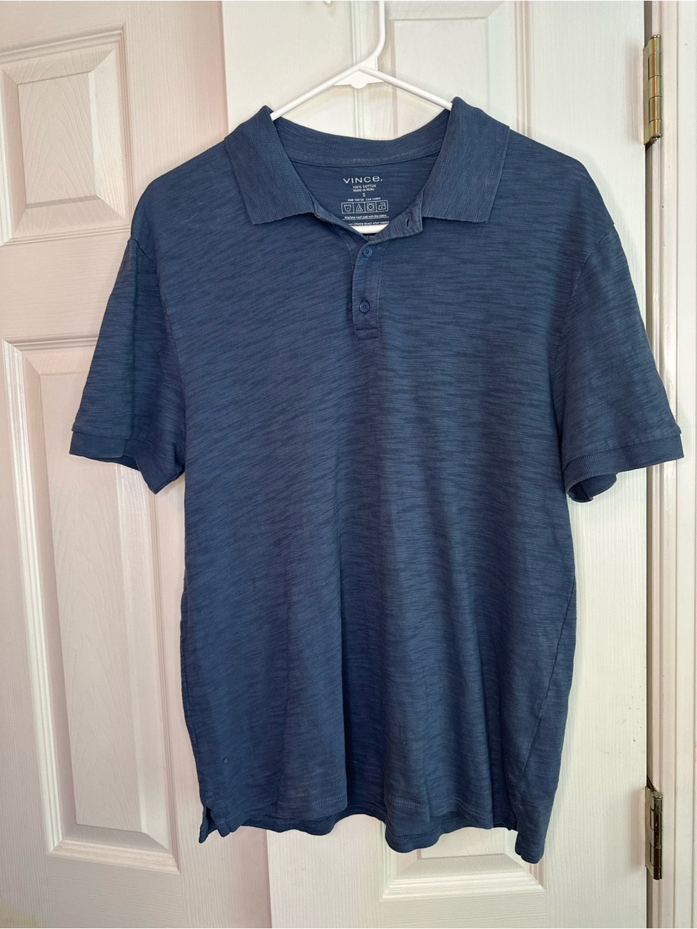 Vince Men's Blue Cotton Polo Shirt Size S